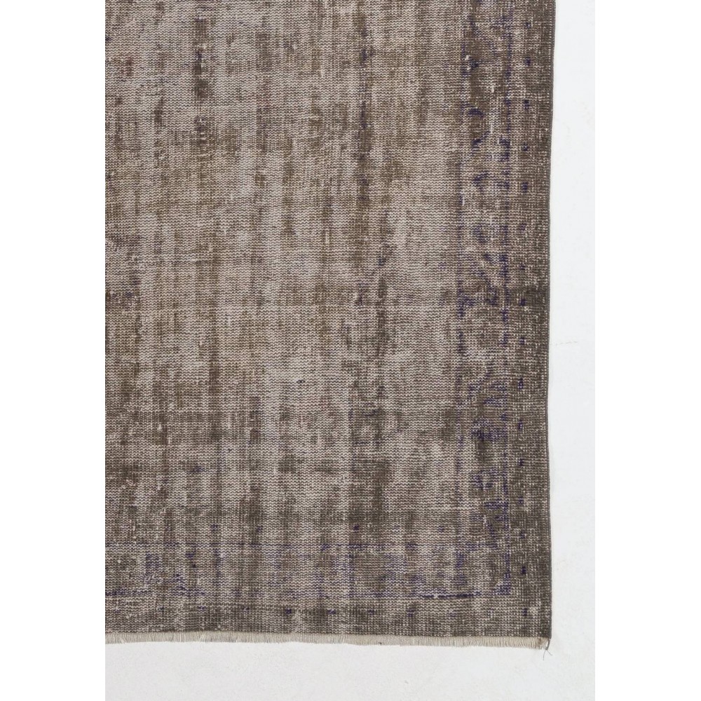 Gray Color Overdyed Distressed Vintage Turkish Rug