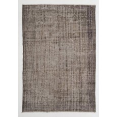 Gray Color Overdyed Distressed Vintage Turkish Rug