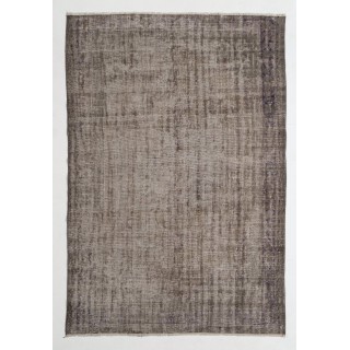 Gray Color Overdyed Distressed Vintage Turkish Rug