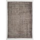 Gray Color Overdyed Distressed Vintage Turkish Rug