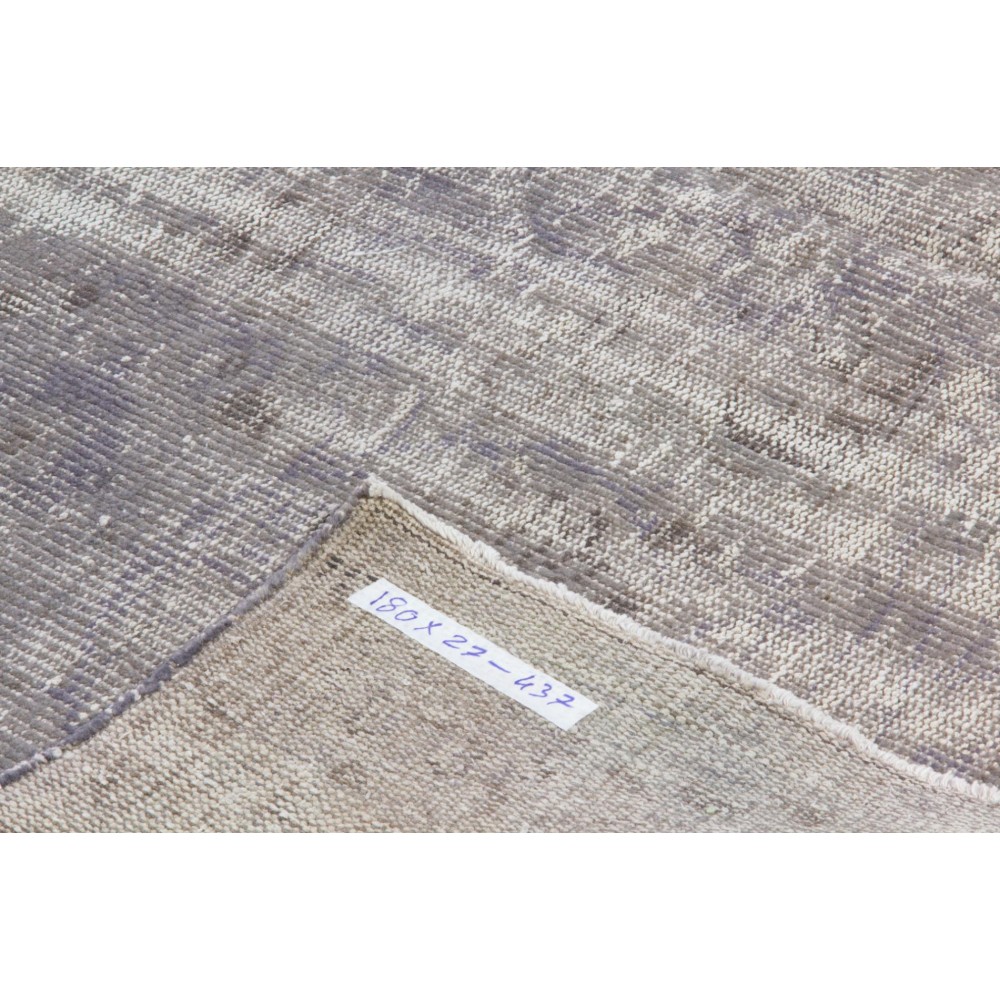 Gray Color Overdyed Distressed Vintage Turkish Rug