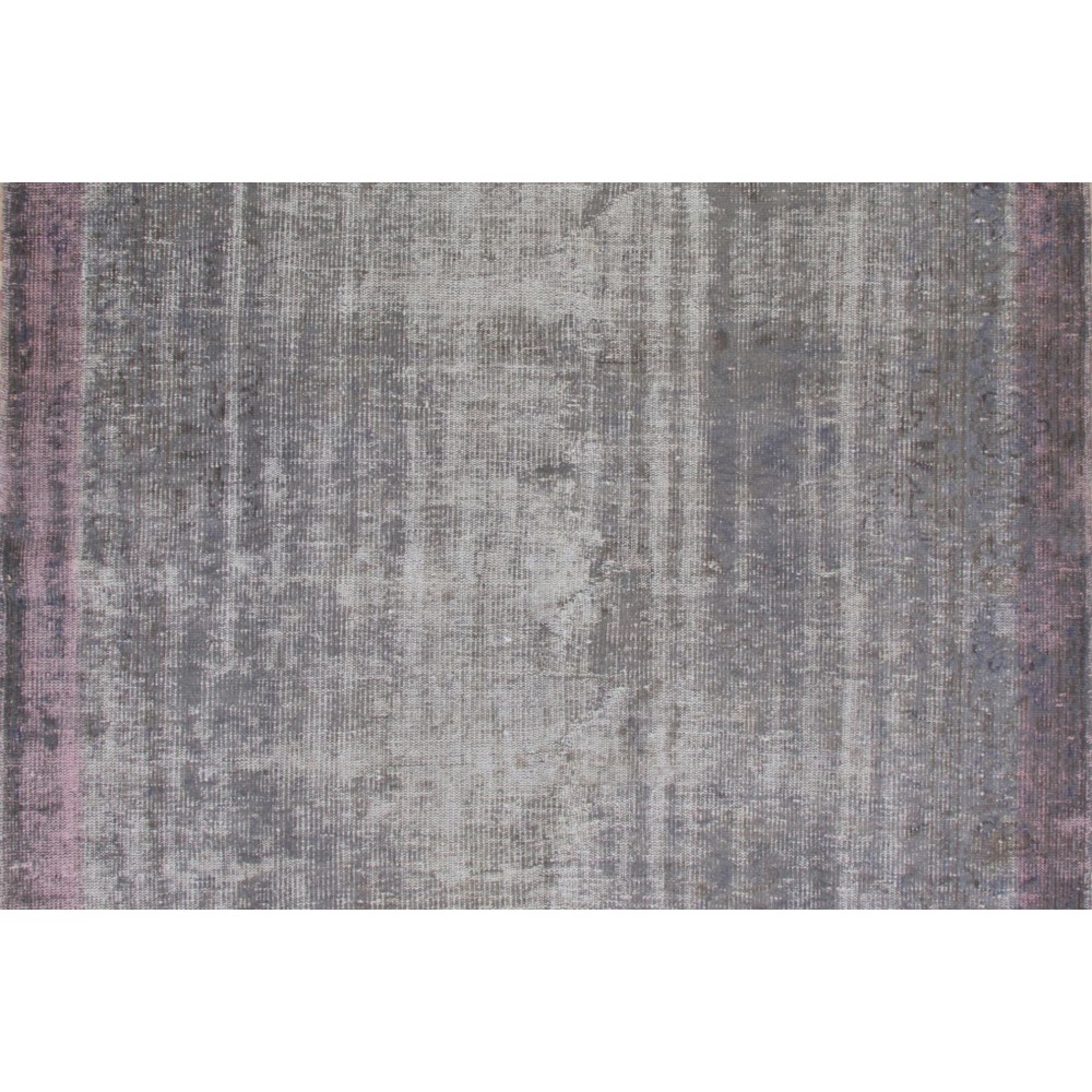 Gray Color Overdyed Distressed Vintage Turkish Rug