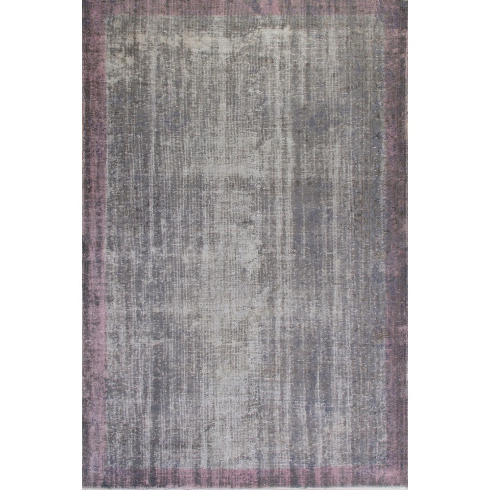 Gray Color Overdyed Distressed Vintage Turkish Rug