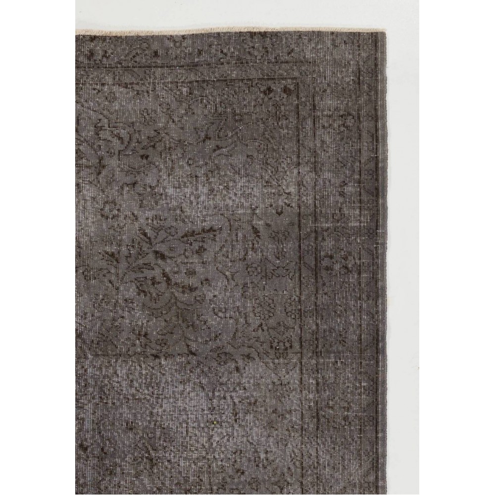 Gray Color Overdyed Handmade Vintage Turkish Rug