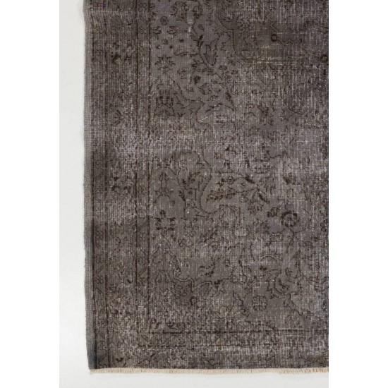 Gray Color OVERDYED Handmade Vintage Turkish Rug