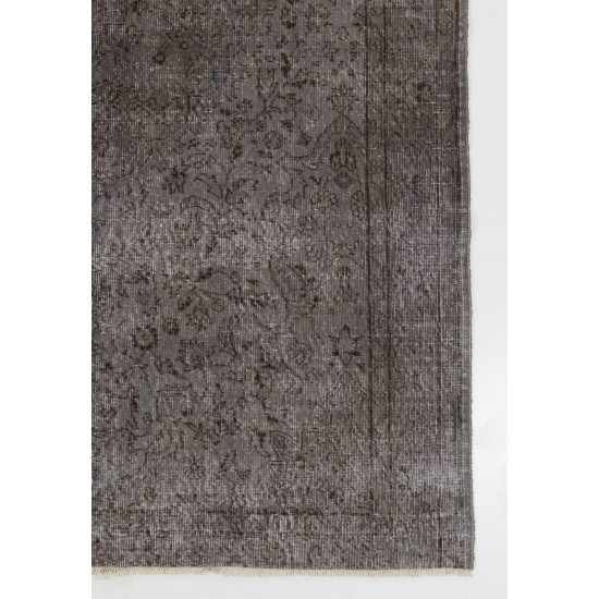 Gray Color OVERDYED Handmade Vintage Turkish Rug