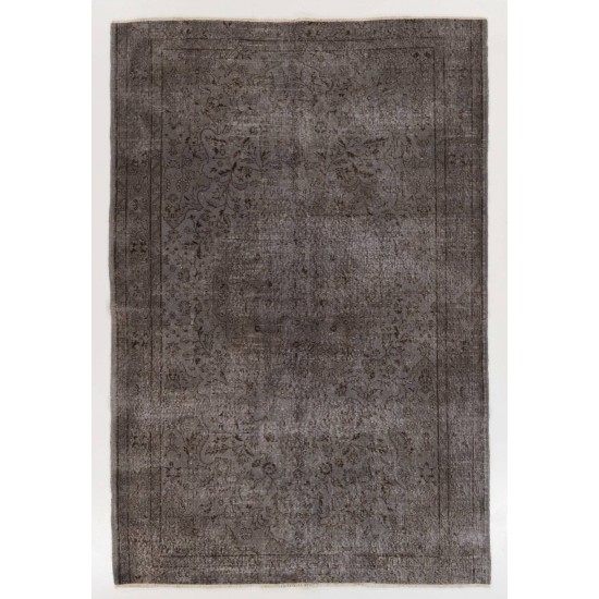 Gray Color OVERDYED Handmade Vintage Turkish Rug