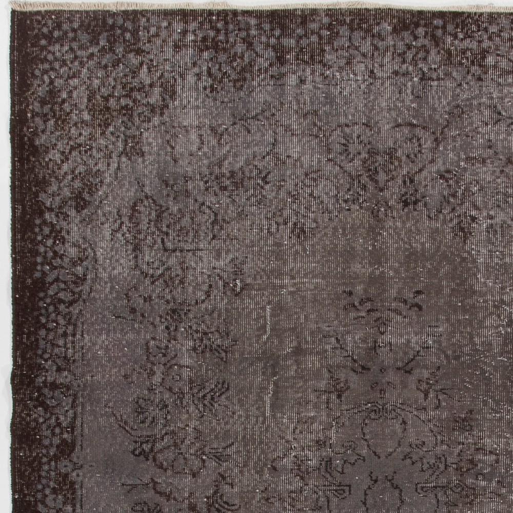 Gray Color Overdyed Handmade Vintage Turkish Rug