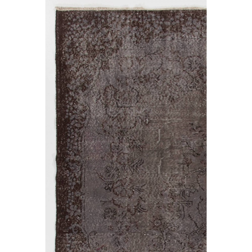 Gray Color Overdyed Handmade Vintage Turkish Rug