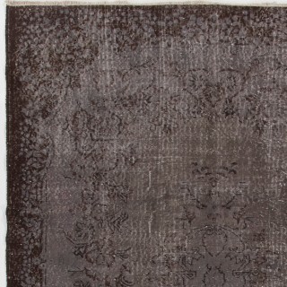 Gray Color Overdyed Handmade Vintage Turkish Rug