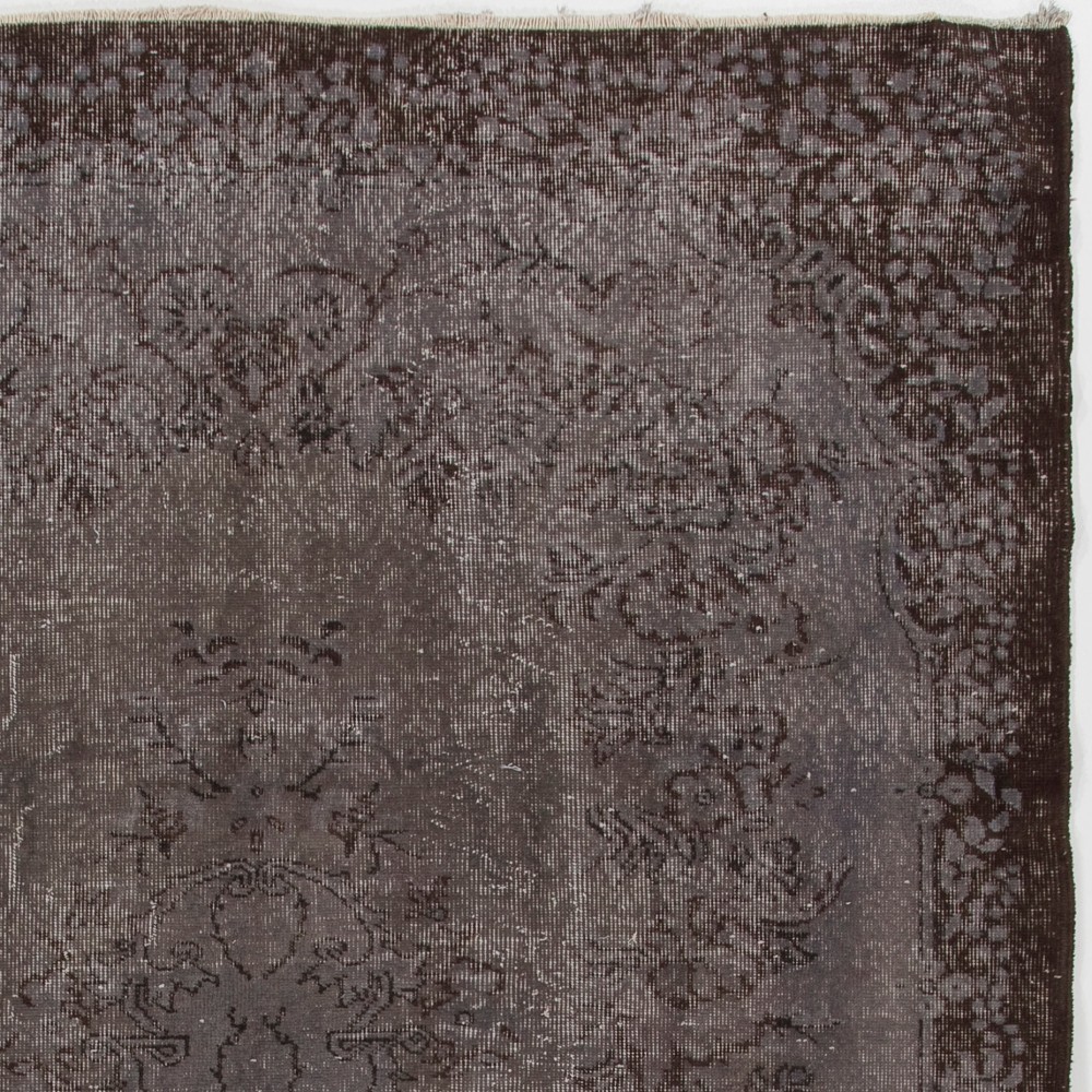 Gray Color Overdyed Handmade Vintage Turkish Rug