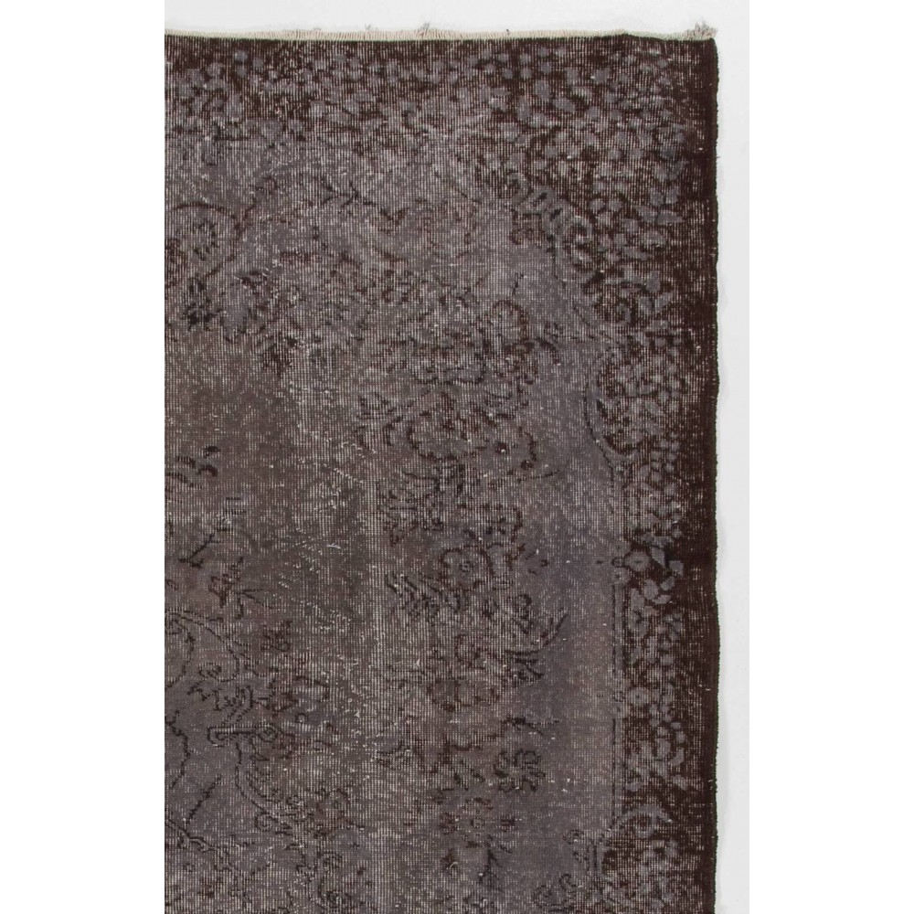 Gray Color Overdyed Handmade Vintage Turkish Rug