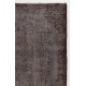 Gray Color Overdyed Handmade Vintage Turkish Rug