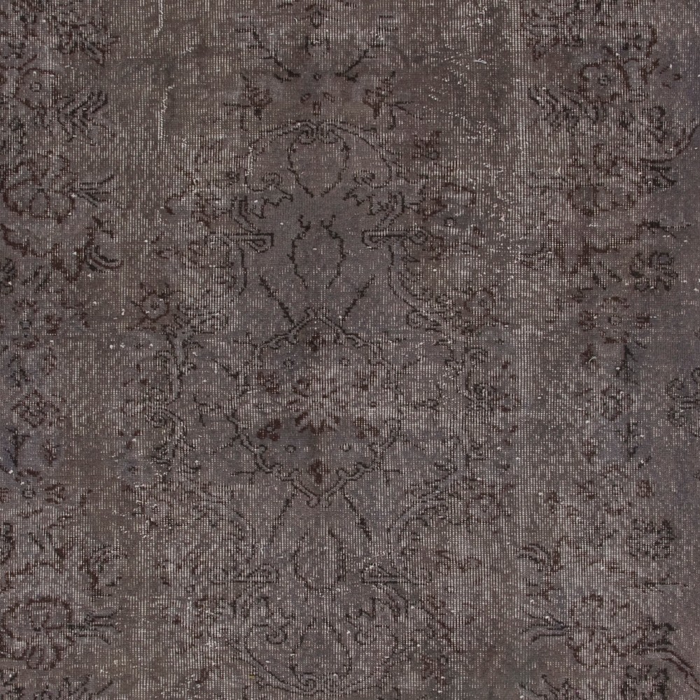 Gray Color Overdyed Handmade Vintage Turkish Rug
