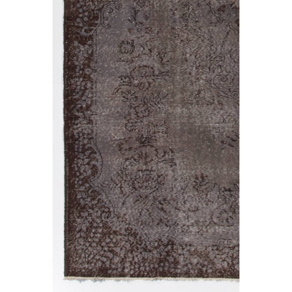 Gray Color Overdyed Handmade Vintage Turkish Rug