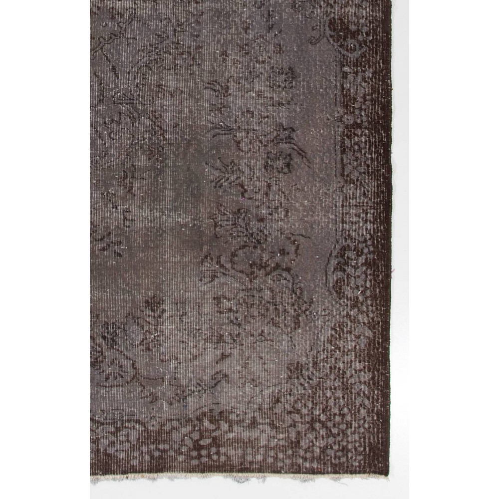 Gray Color Overdyed Handmade Vintage Turkish Rug