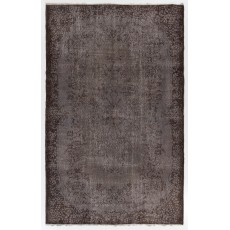 Gray Color Overdyed Handmade Vintage Turkish Rug