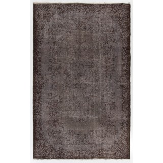 Gray Color Overdyed Handmade Vintage Turkish Rug