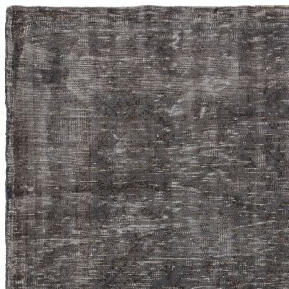 Distressed Vintage Handmade Turkish Rug Over-dyed in Gray Colors