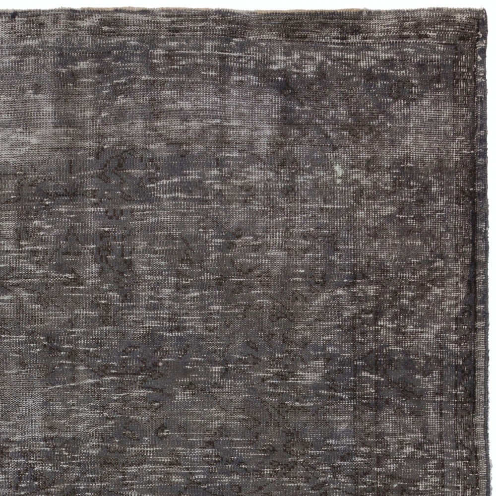 Distressed Vintage Handmade Turkish Rug Over-dyed in Gray Colors