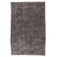 Distressed Vintage Handmade Turkish Rug Over-dyed in Gray Colors