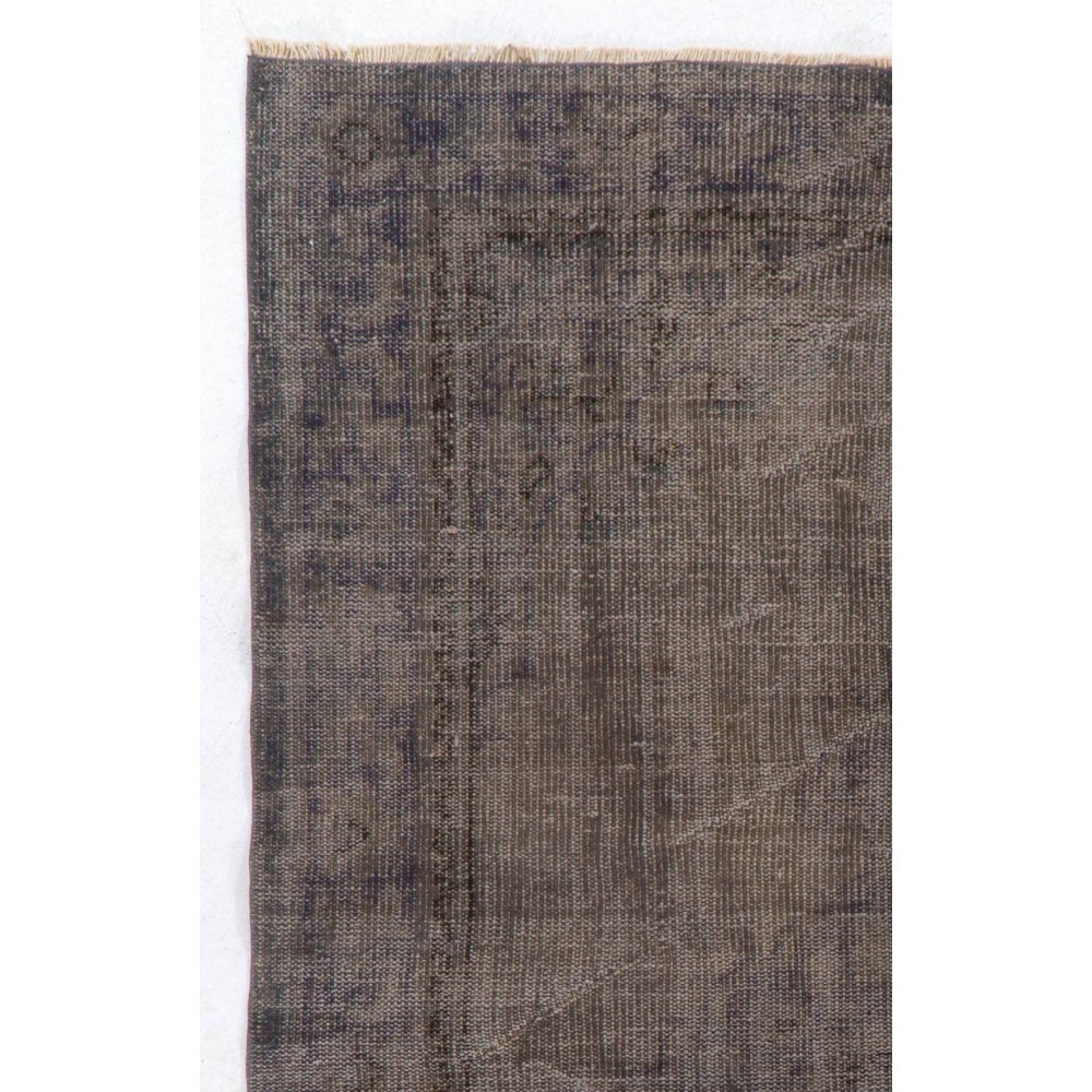 Gray Color Overdyed Handmade Vintage Turkish Rug