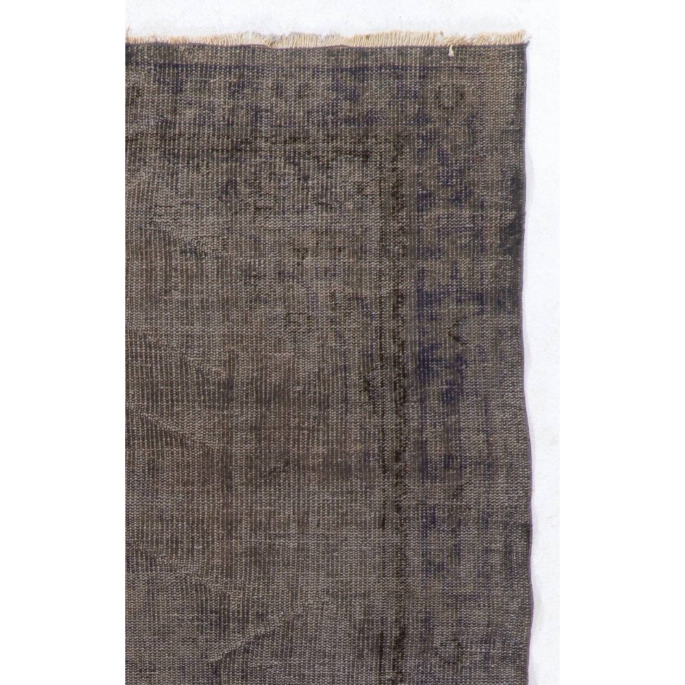 Gray Color Overdyed Handmade Vintage Turkish Rug