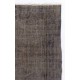 Gray Color Overdyed Handmade Vintage Turkish Rug