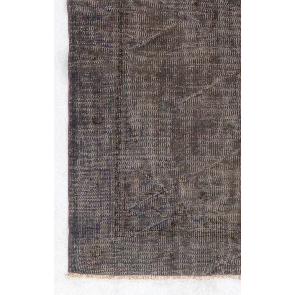 Gray Color Overdyed Handmade Vintage Turkish Rug