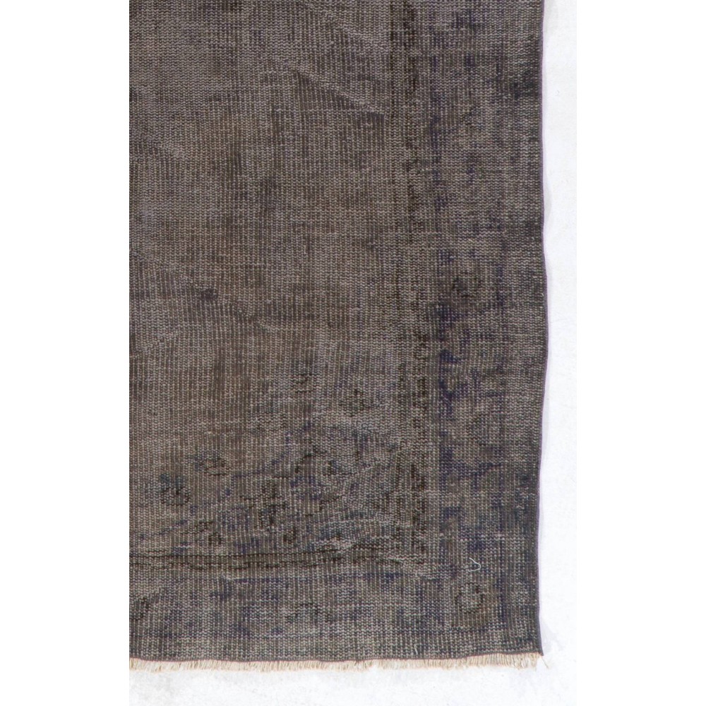 Gray Color Overdyed Handmade Vintage Turkish Rug
