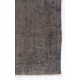 Gray Color Overdyed Handmade Vintage Turkish Rug