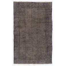Gray Color Overdyed Handmade Vintage Turkish Rug