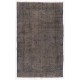 Gray Color Overdyed Handmade Vintage Turkish Rug