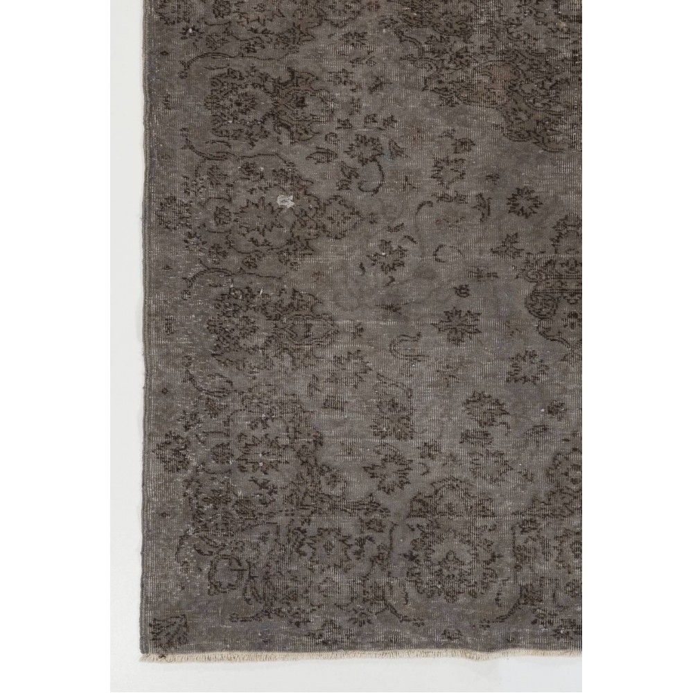 Upcycled Handmade Turkish Area Rug. Modern Gray Overdyed Wool Carpet