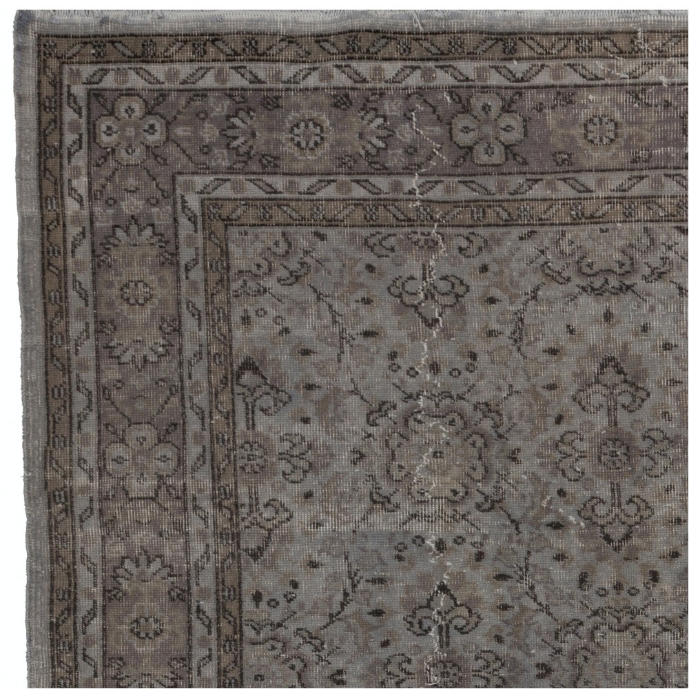 Contemporary Handmade Turkish Area Rug in Gray Color