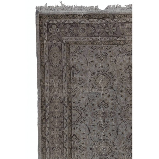 Gray Color OVERDYED Handmade Vintage Turkish Rug