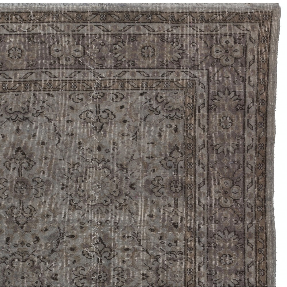 Contemporary Handmade Turkish Area Rug in Gray Color