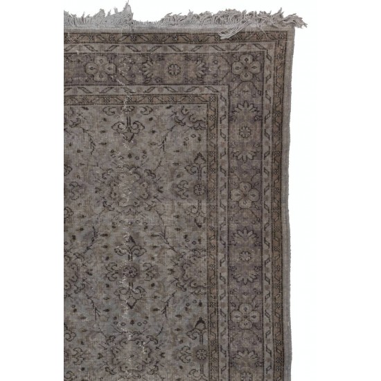 Gray Color OVERDYED Handmade Vintage Turkish Rug