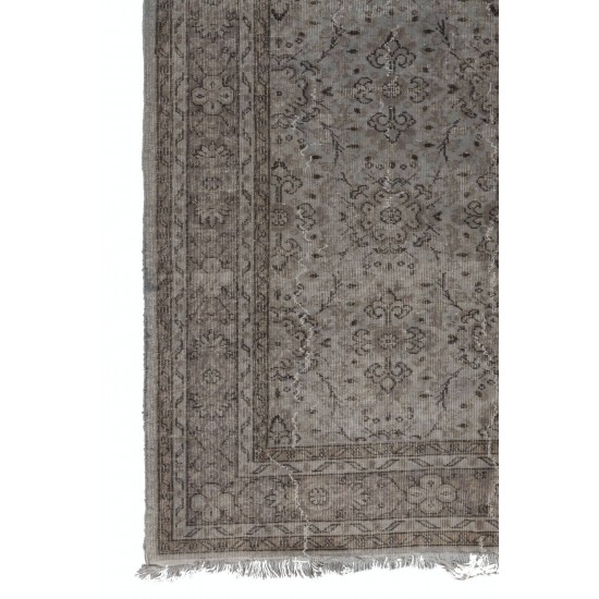 Gray Color OVERDYED Handmade Vintage Turkish Rug