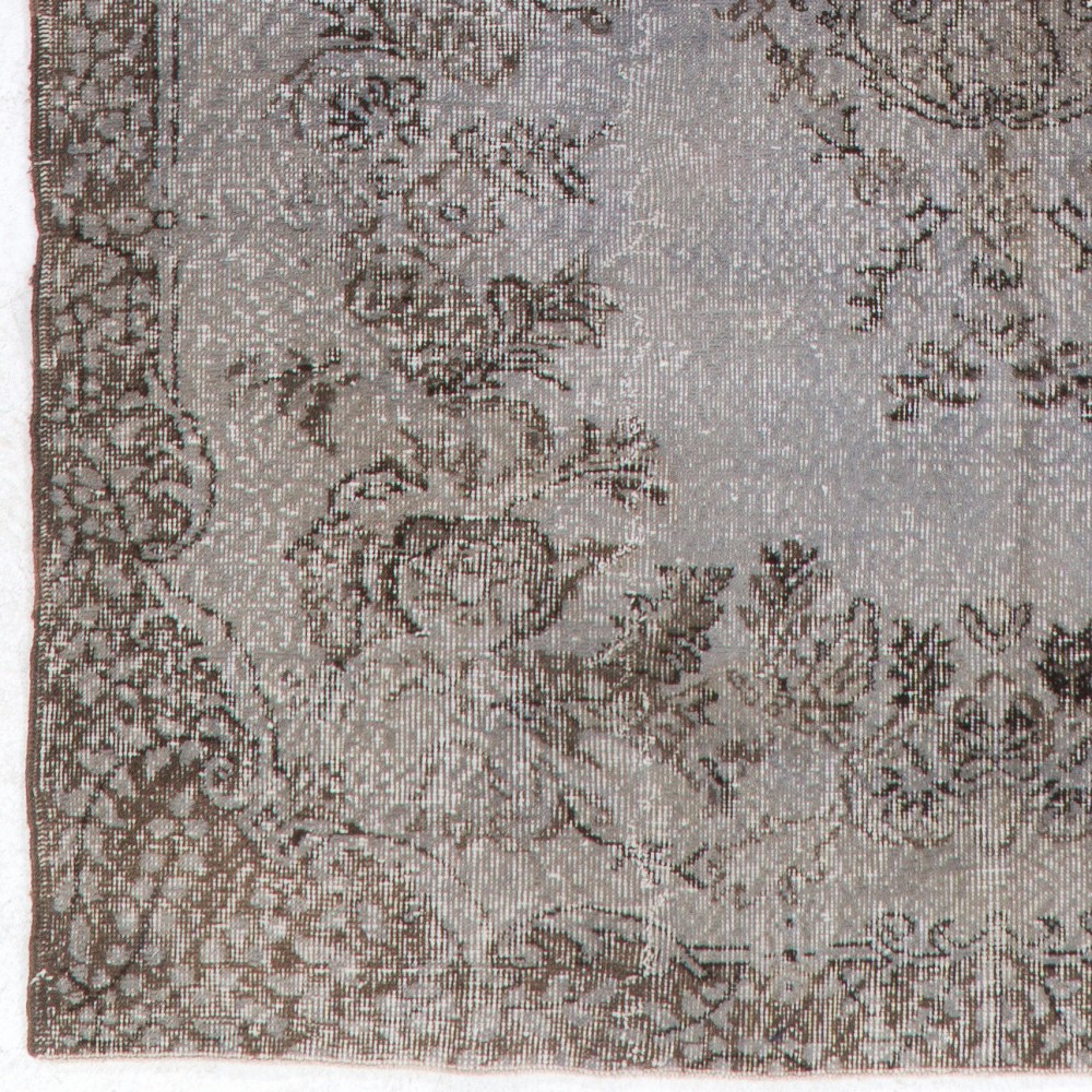 Contemporary Handmade Turkish Area Rug in Gray Color