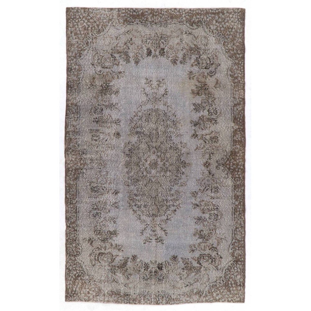 Contemporary Handmade Turkish Area Rug in Gray Color