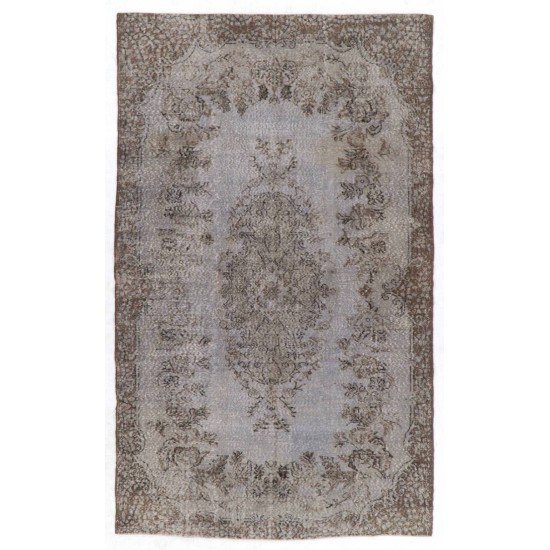 Gray Color OVERDYED Handmade Vintage Turkish Rug. Great 4 Modern Interiors