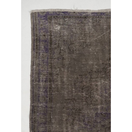 Gray Color OVERDYED Handmade Vintage Turkish Rug