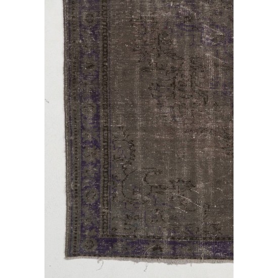 Gray Color OVERDYED Handmade Vintage Turkish Rug