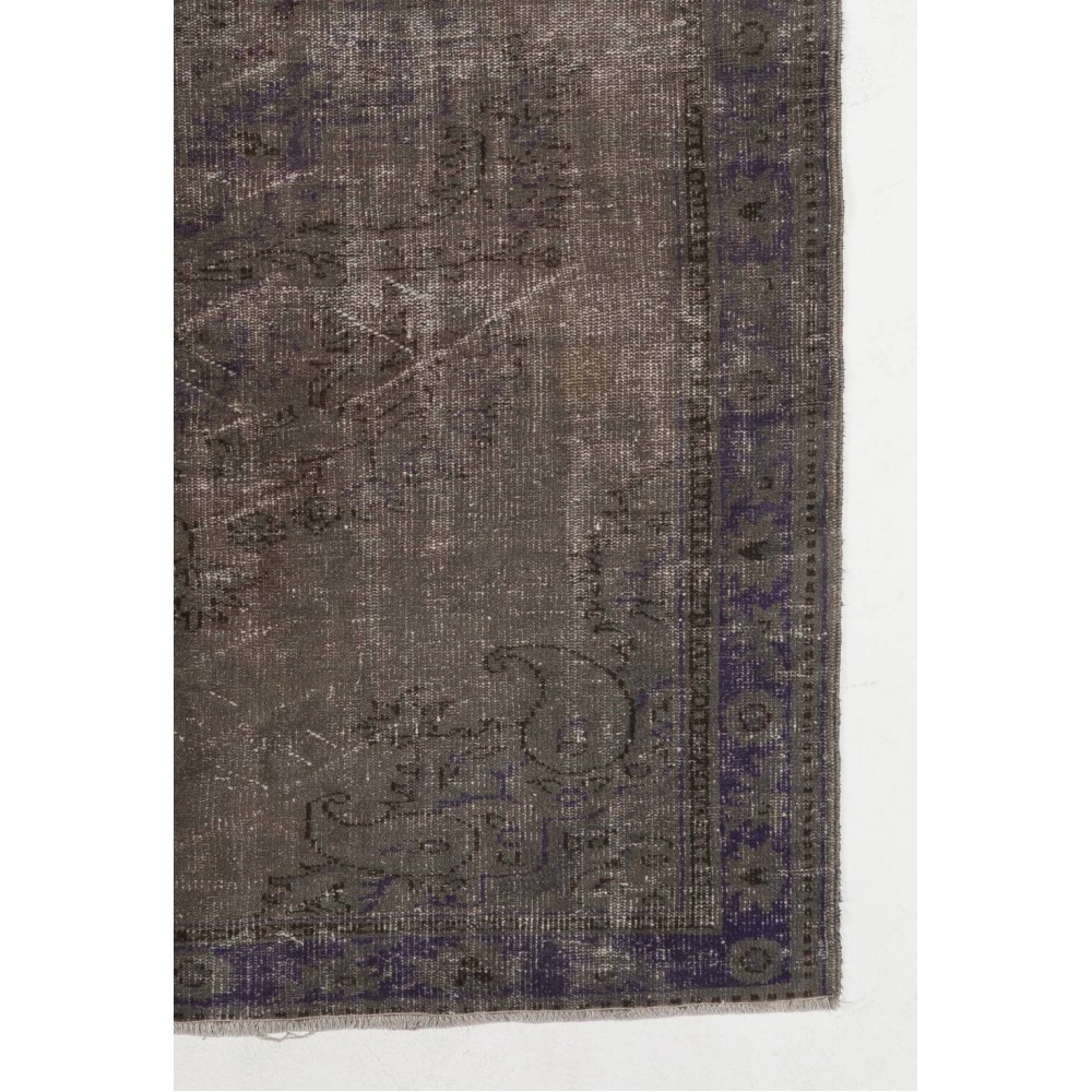 Gray Color Overdyed Handmade Vintage Turkish Rug