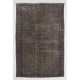 Gray Color Overdyed Handmade Vintage Turkish Rug