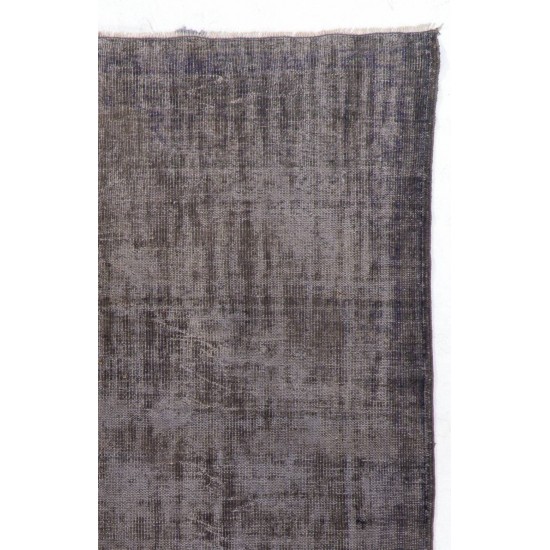 Distressed Vintage Handmade Turkish Rug Over-dyed in Gray Color. Woolen Floor Covering Distressed Vintage Handmade Turkish Rug Over-dyed in Gray Color. Woolen Floor Covering