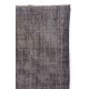 Distressed Vintage Handmade Turkish Rug Over-dyed in Gray Color. Woolen Floor Covering