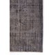 Distressed Vintage Handmade Turkish Rug Over-dyed in Gray Color. Woolen Floor Covering