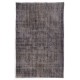 Distressed Vintage Handmade Turkish Rug Over-dyed in Gray Color. Woolen Floor Covering